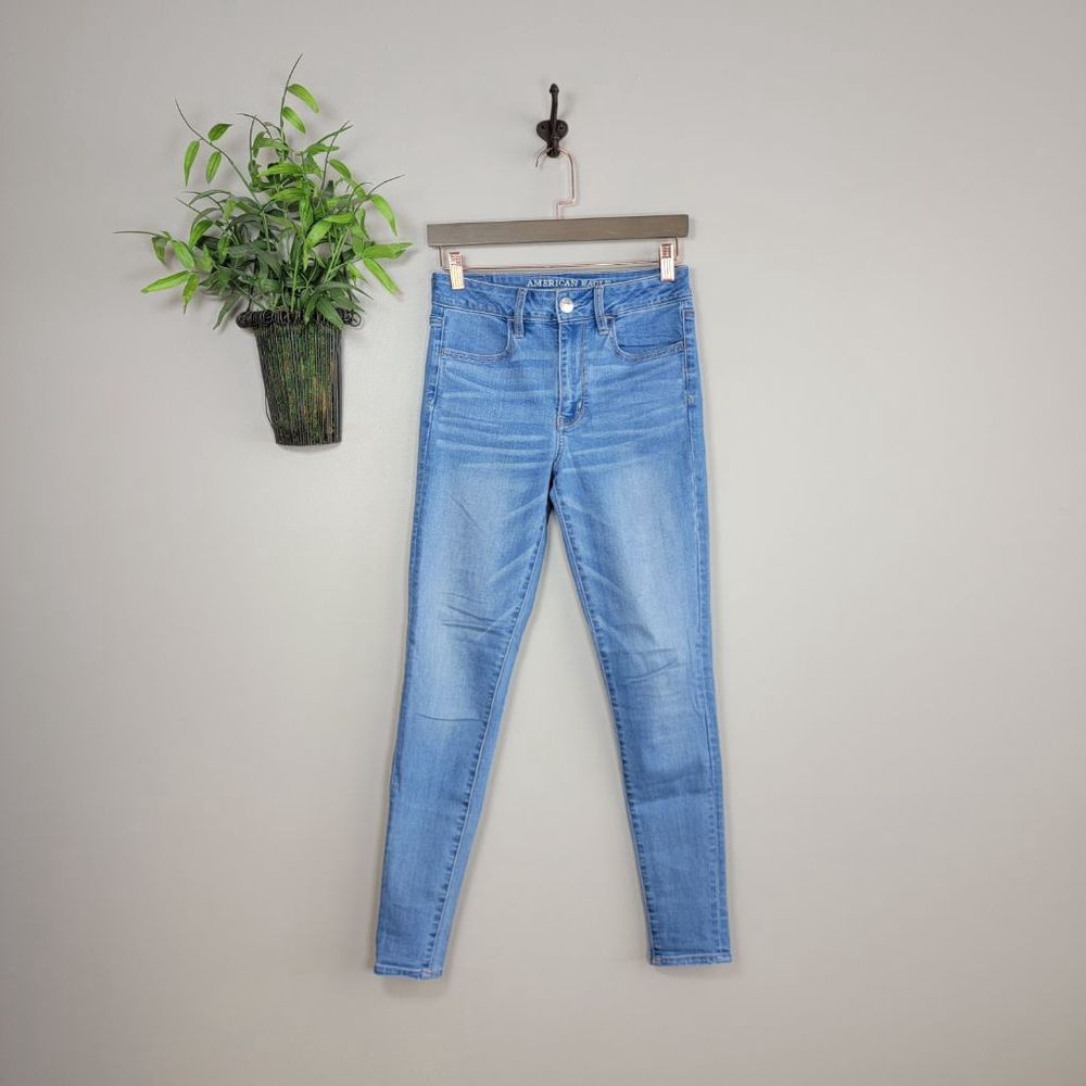American Eagle Skinny Jeans Hi Rise Jegging Light Blue Wash Super Stretch AE 4